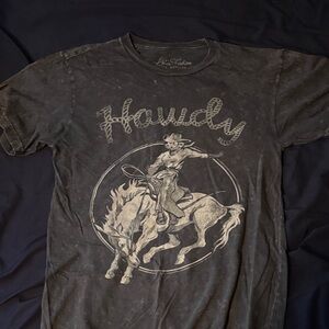 Bleached Charcoal Cowboy Graphic Tee
